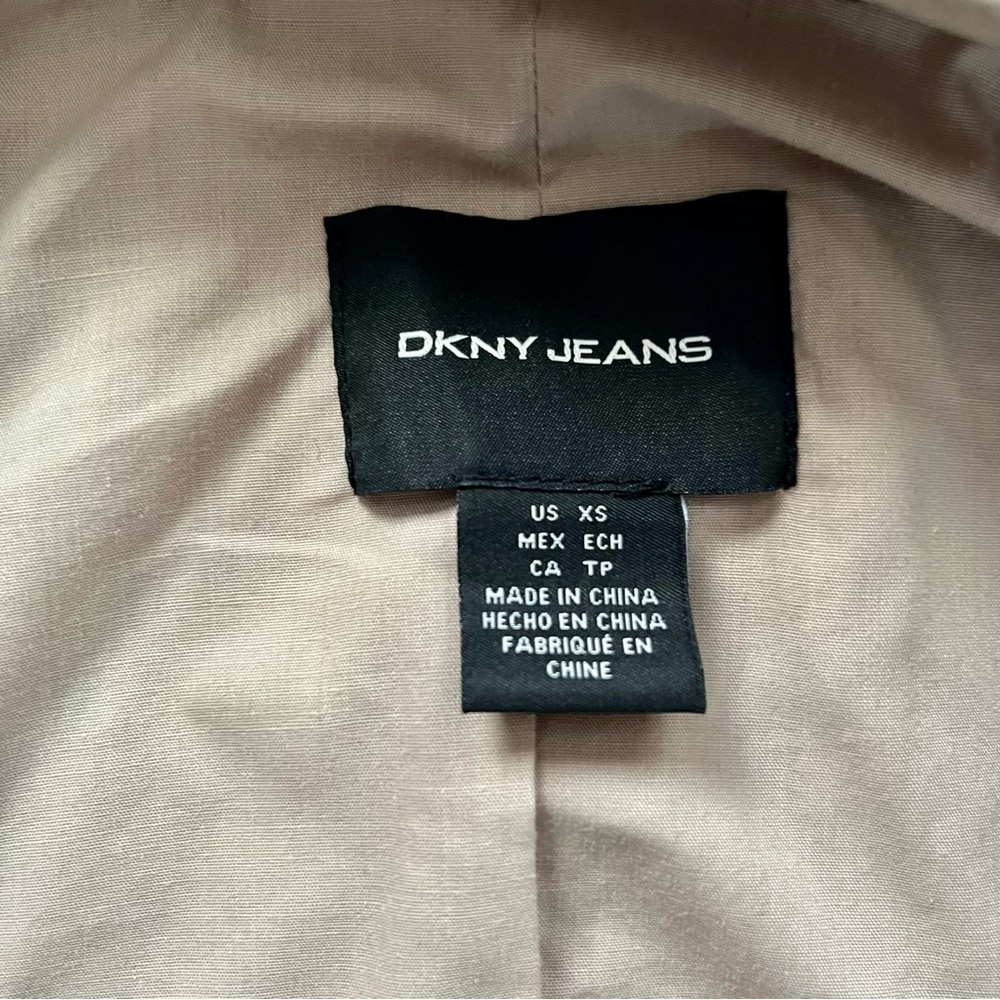DKNY Jeans Faux Suede Biker Style Zipper Front Jacket Womens XS Neutral Beige - Picture 8 of 9